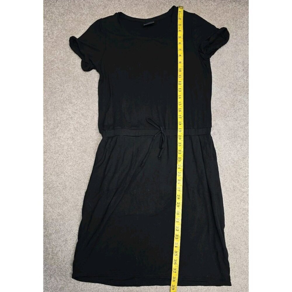 32 Degrees Cool Lux Stretch Dress Sz M Black Short Sleeve Elastic Waist Pockets - Picture 8 of 9